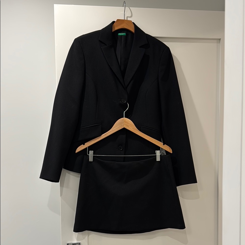 Women's Black Blazer and Skirt Set